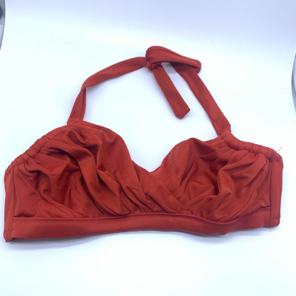 J Crew Dark Orange Bikini Top XXS unlined not padded Excellent Condition